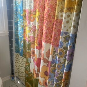 Anthropologie Multicolor Patchwork Floral Shower Curtain
